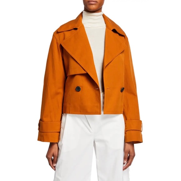 VINCE • Dark Sienna Cropped Linen-Cotton Jacket - Picture 13 of 16